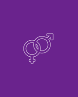 Line art of interlocking male and female gender symbols