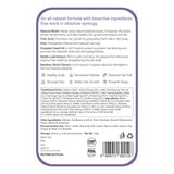 Information content on the back of the Melts® into Healthy Hair packaging, ingredients used include Natural Biotin, Folic Acid, Zinc, Nettle Leaf Extract and Bamboo Shoot Extract, while providing certain benefits like better and stronger hair.