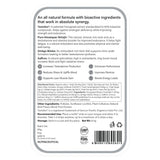 The back of the Melts® into Testo Power packaging, containing more information about the product. The list includes ingredients like Saffron and Testofen, and benefits like increasing testosterone level and enhancing performance.