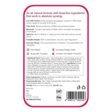 The back of the Melts® into Vital Iron packaging, containing more information about the product. The list includes ingredients like Folic Acid and Beetroot, and benefits like increasing energy and RBC formation.